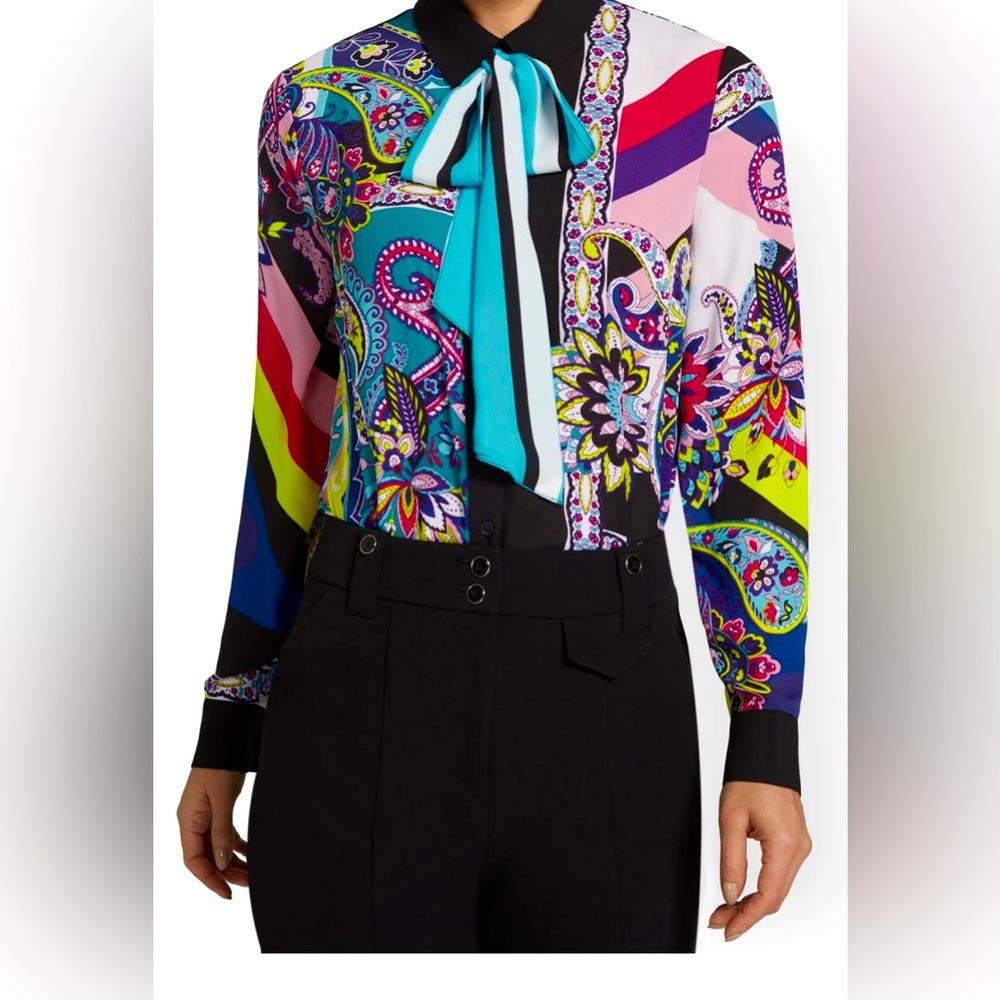 New York & Company Multicolor Paisley Blouse